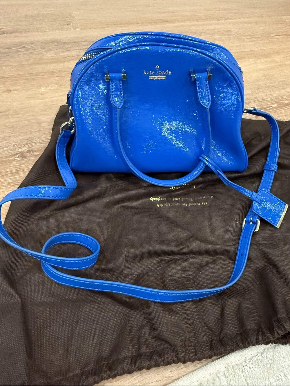 kate spade Bright Electric Blue Leather Crossbody Dome Bag